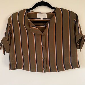 Vintage crop top button up striped